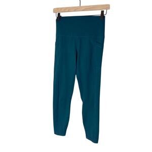 90 Degrees Spandex Cropped Teal Women's Small Leggings Gym Workout Pilates